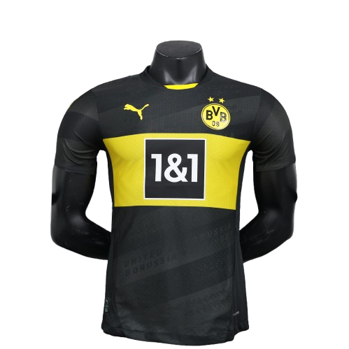 Camiseta Borussia Dortmund alternativa 2024/2025 vista sobre fondo blanco