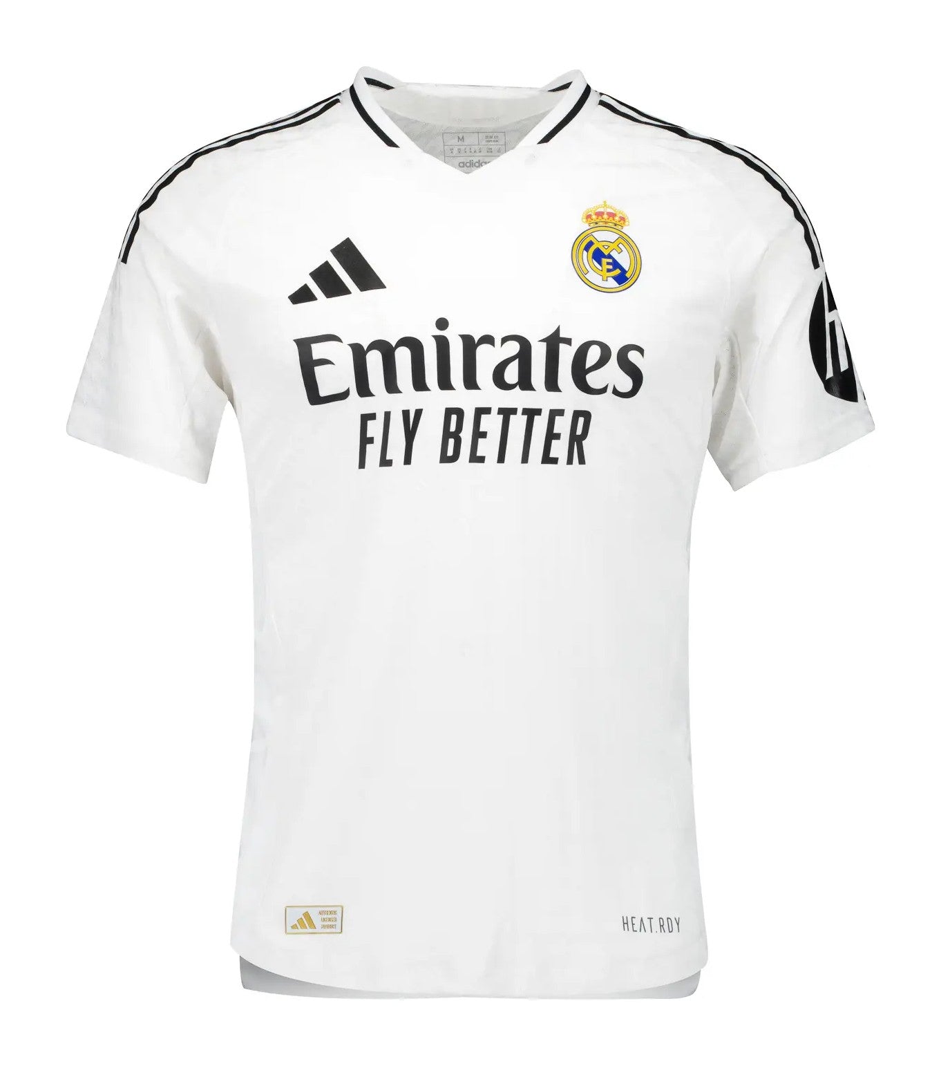 Camiseta Real Madrid local 2024/2025 vista sobre fondo blanco