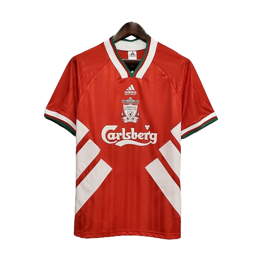 Camiseta Liverpool Retro local 1993/1994 vista sobre fondo blanco