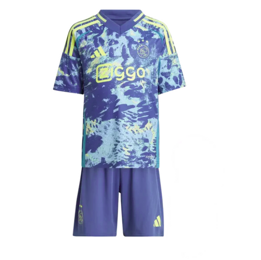 Camiseta + short Ajax alternativo 2024/2025 - NIÑOS vista sobre fondo blanco