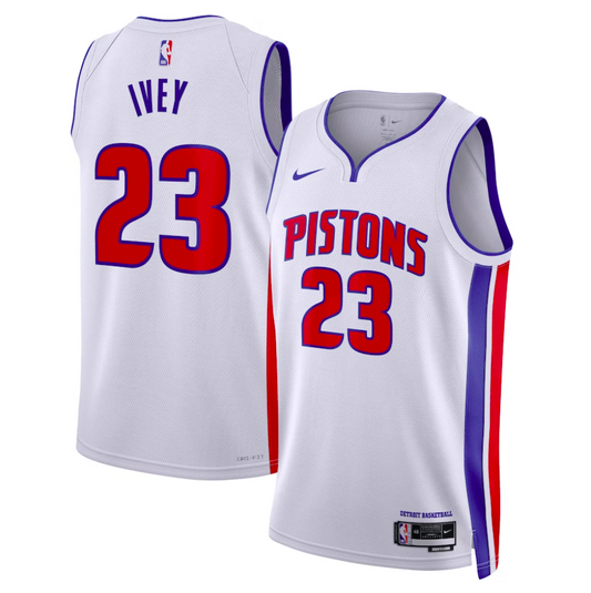 Camiseta Detroit Pistons 2023 vista sobre fondo blanco