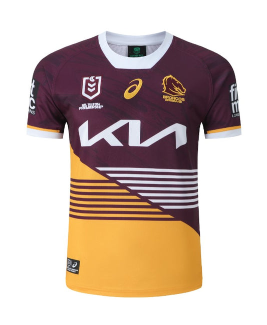 Camiseta Rugby Brisbane Broncos 2024 vista sobre fondo blanco
