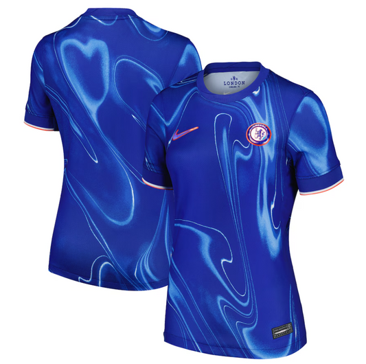 Camiseta Chelsea local 2024/2025 - MUJERES vista sobre fondo blanco