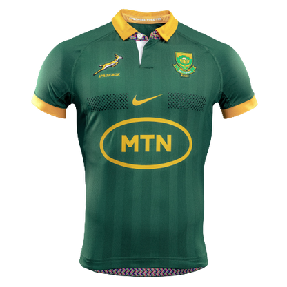 Camiseta Rugby Springboks Sudafrica local vista sobre fondo blanco
