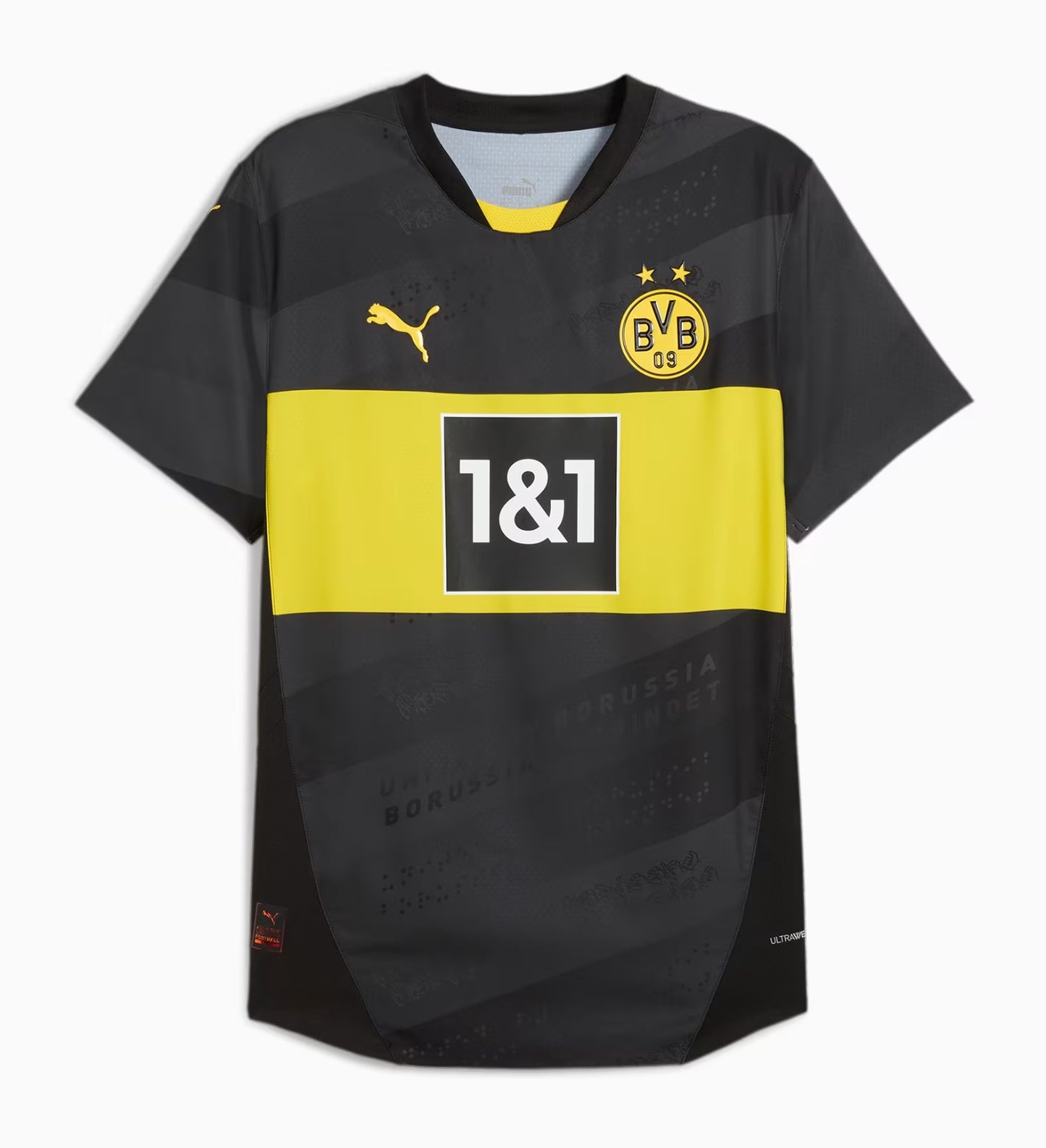 Camiseta Borussia Dortmund alternativa 2024/2025 vista sobre fondo blanco