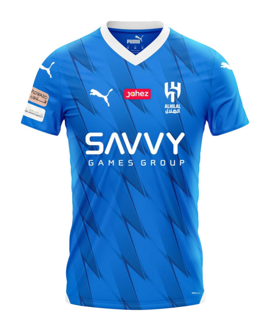 Camiseta Al-Hilal Local 2023/2024 vista sobre fondo blanco