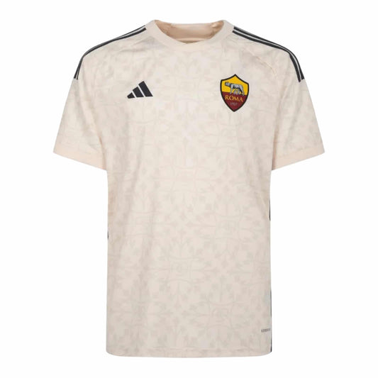 Camiseta AS Roma alternativa 2023/2024 vista sobre fondo blanco