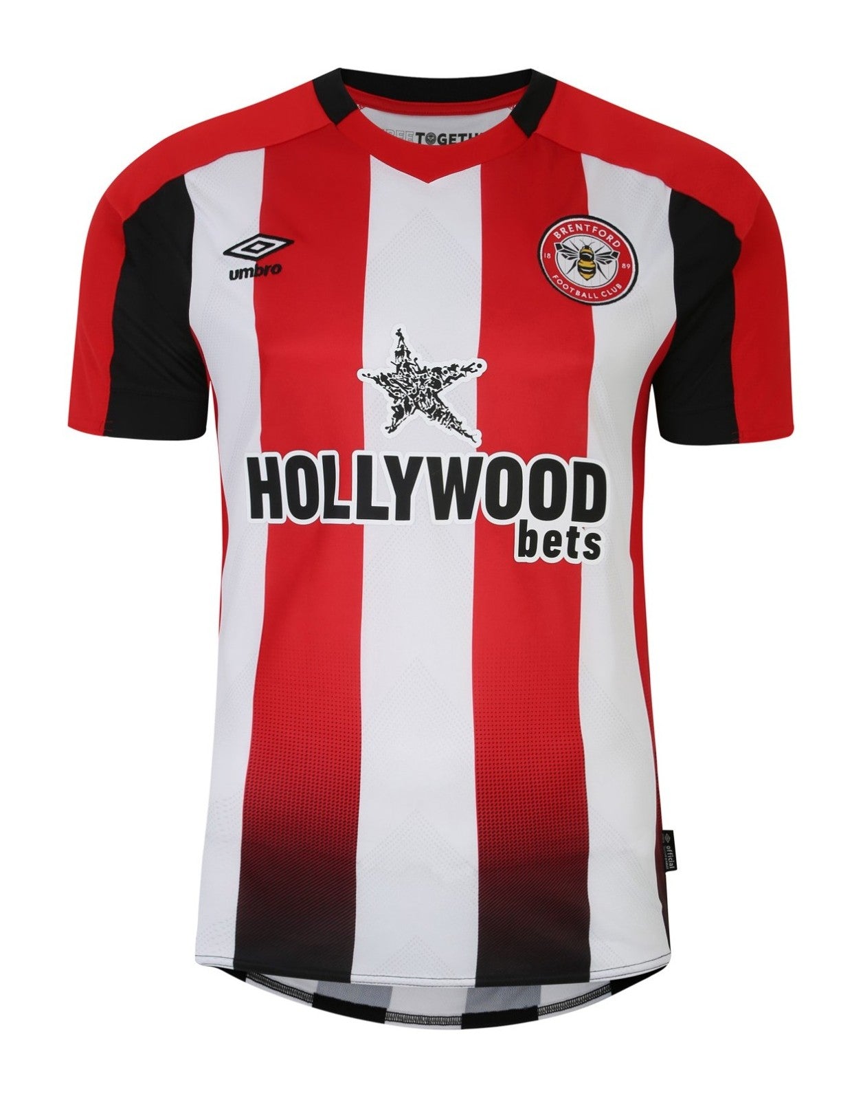 Camiseta Brentford local 2024/2025 vista sobre fondo blanco