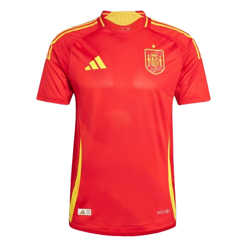 Camiseta España local - Eurocopa 2024 vista sobre fondo blanco