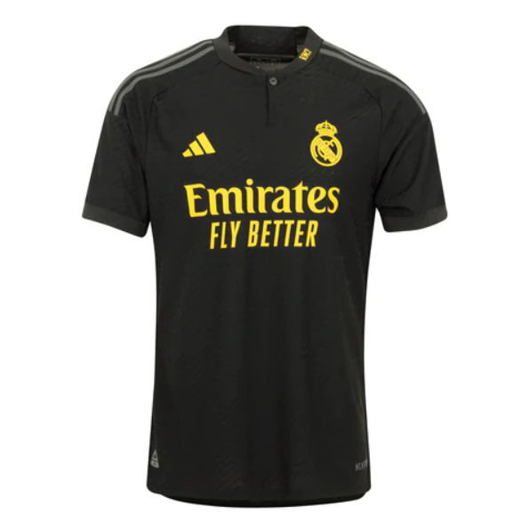 Camiseta Real Madrid tercera 2023/2024 - Versión Jugador vista sobre fondo blanco