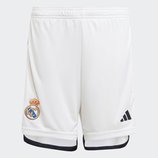 Short Real Madrid local 2023/2024 vista sobre fondo blanco