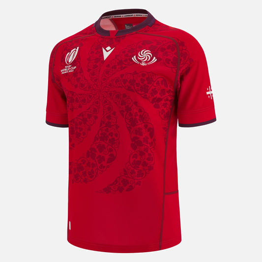 Camiseta Rugby Georgia local - RWC '23 vista sobre fondo blanco