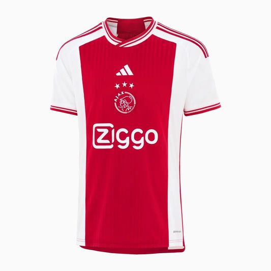 Camiseta Ajax local 2023/2024 vista sobre fondo blanco