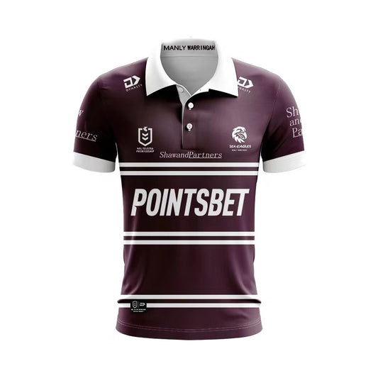 Camiseta Rugby Sea Eagles 2024 - Polo vista sobre fondo blanco