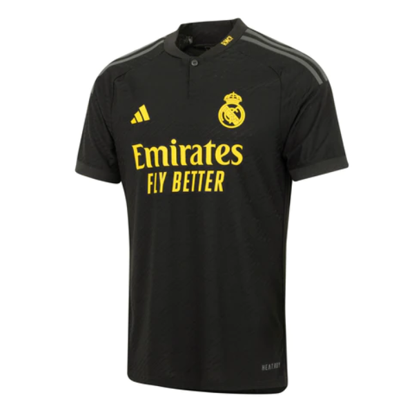 Camiseta Real Madrid tercera 2023/2024 - Versión Jugador vista sobre fondo blanco