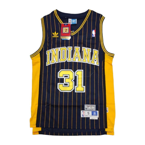 Camiseta NBA Indiana Pacers Retro vista sobre fondo blanco