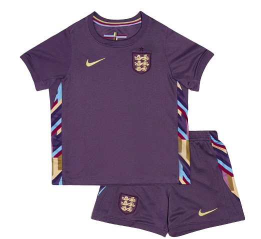 Camiseta + short Inglaterra alternativa 2024 - NIÑOS vista sobre fondo blanco