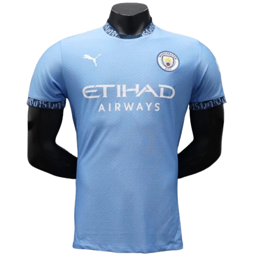 Camiseta Manchester City local 2024/2025 - Versión Jugador vista sobre fondo blanco