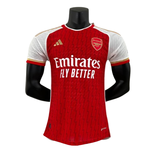 Camiseta Arsenal local 2023/2024 - VERSIÓN JUGADOR vista sobre fondo blanco