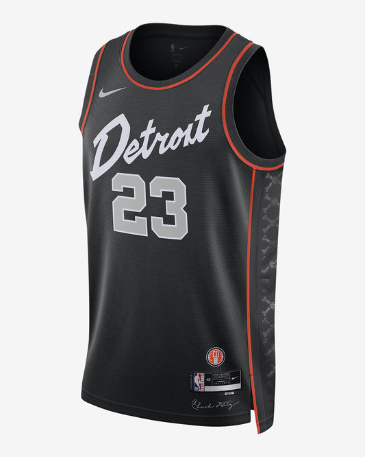 Camiseta Detroit Pistons - City edition 2023/2024 vista sobre fondo blanco