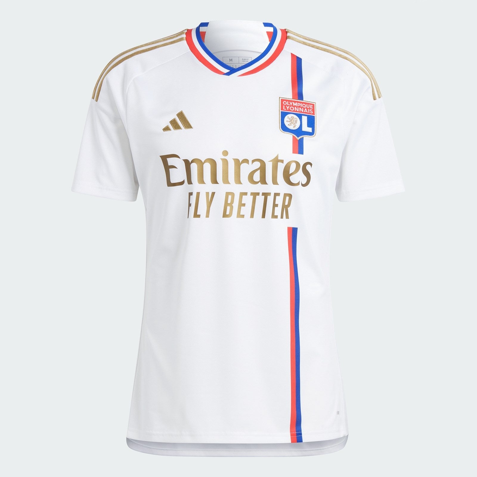 Camiseta Olympique Lyon local 2023/2024 vista sobre fondo blanco