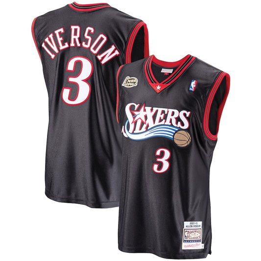 Camiseta Philadelphia 76ers - Retro 2000/2001 vista sobre fondo blanco