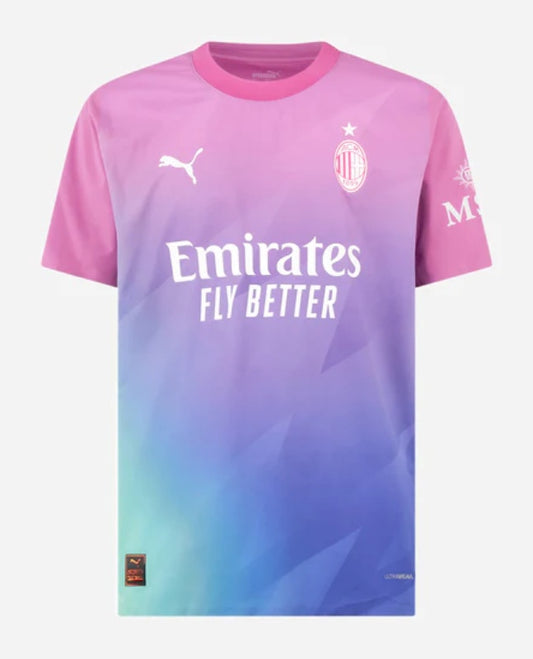 Camiseta AC Milan Tercera 2023/2024 vista sobre fondo blanco