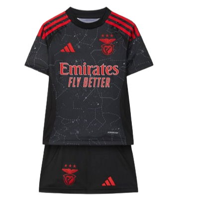 Camiseta + short Benfica alternativa 2024/2025 - NIÑOS vista sobre fondo blanco