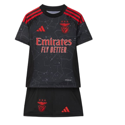 Camiseta + short Benfica alternativa 2024/2025 - NIÑOS vista sobre fondo blanco