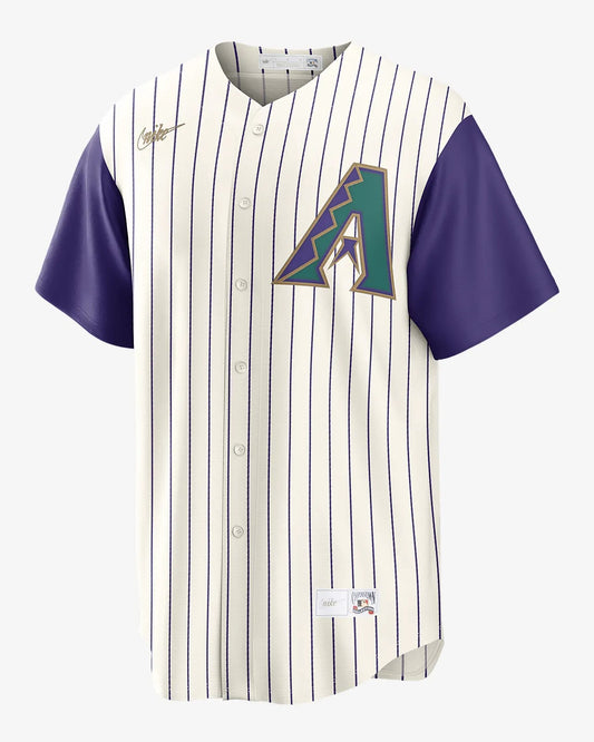 Camiseta Arizona Diamondbacks visitante vista sobre fondo blanco