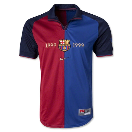 Camiseta Retro Barcelona 1999 vista sobre fondo blanco