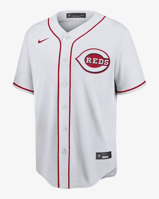 Camiseta Cincinnati Reds local vista sobre fondo blanco