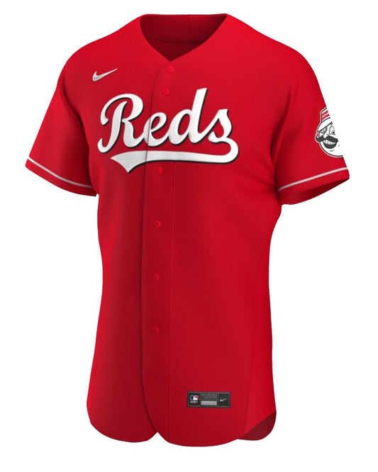 Camiseta Cincinnati Reds visitante vista sobre fondo blanco