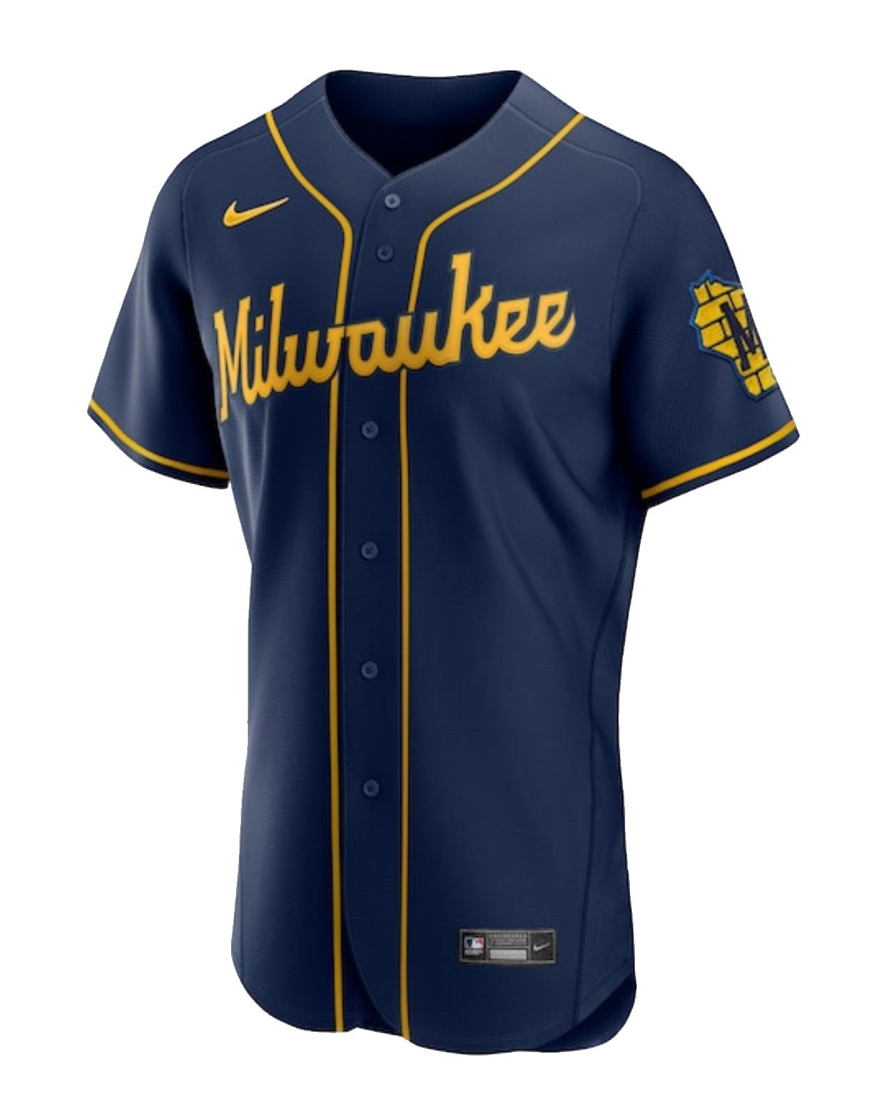 Camiseta Milwaukee Brewers visitante vista sobre fondo blanco