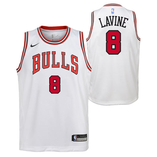 Camiseta NBA Niños Chicago Bulls blanca 2022 vista sobre fondo blanco