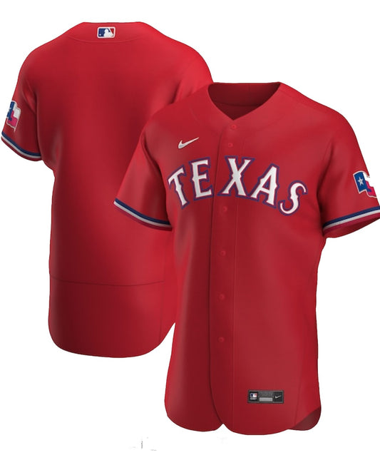 Camiseta Texas Rangers visitante vista sobre fondo blanco