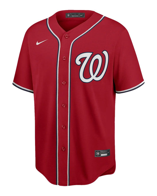 Camiseta Washington Nationals local vista sobre fondo blanco
