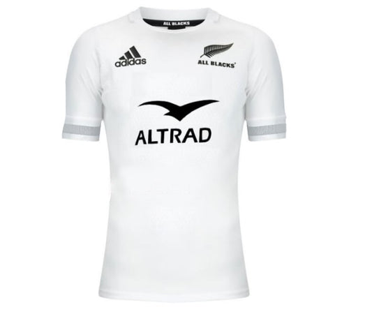 Camiseta Rugby All Blacks visitante vista sobre fondo blanco