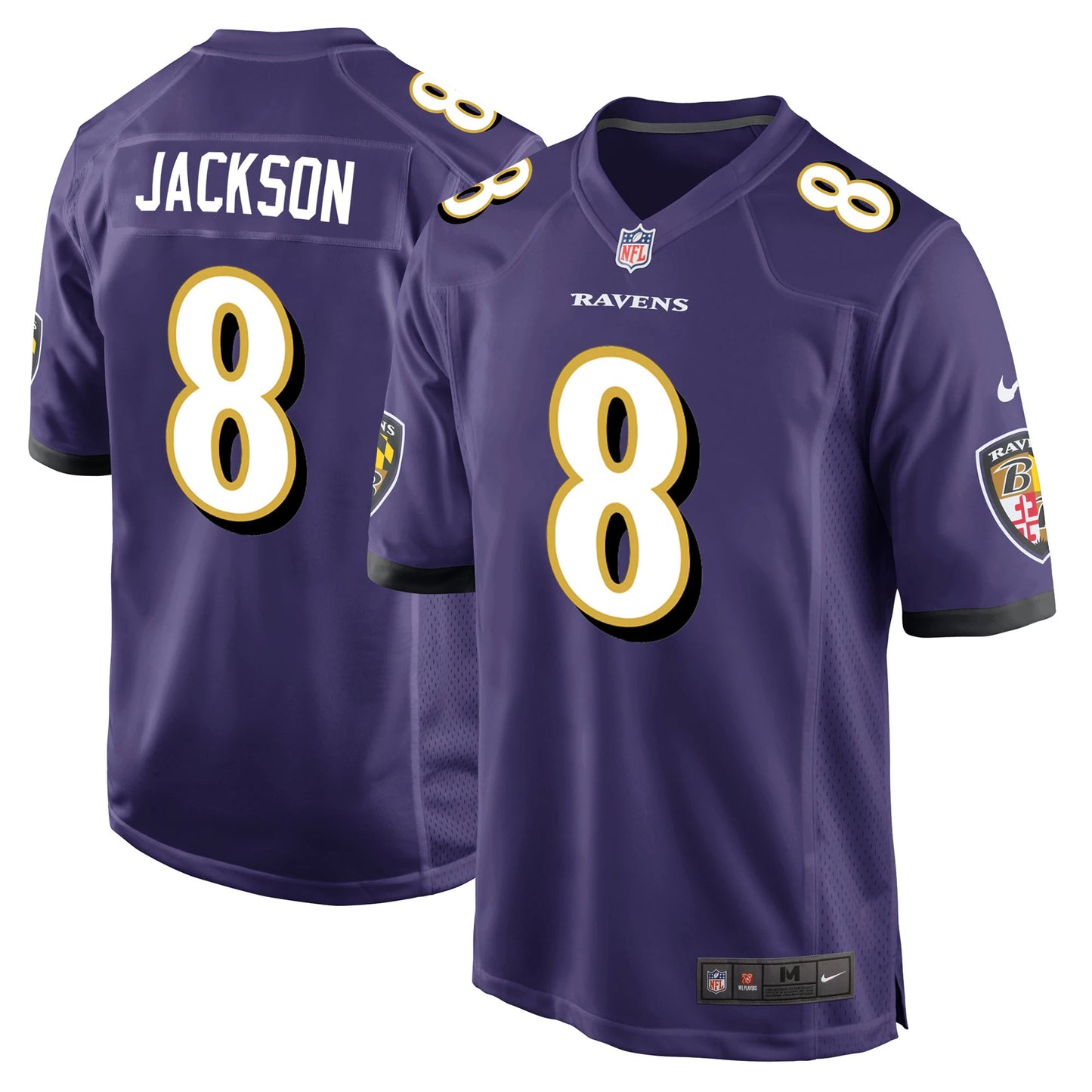 Camiseta Baltimore Ravens local 2021/2022 vista sobre fondo blanco