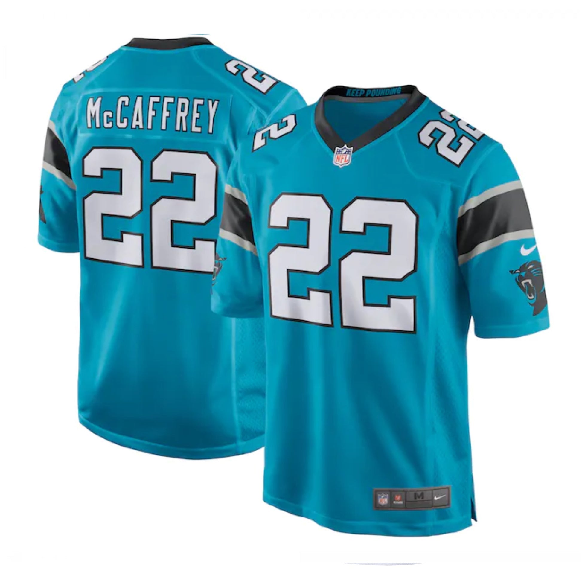 Camiseta Carolina Panthers tercera 2021/2022 vista sobre fondo blanco