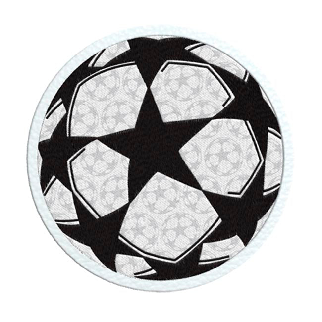 Parche Champions League vista sobre fondo blanco