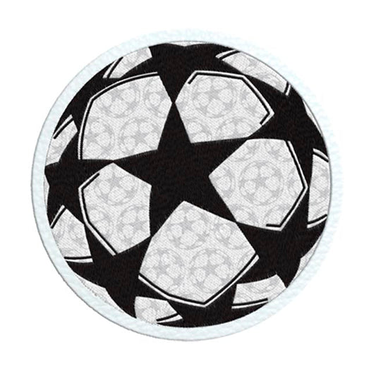 Parche Champions League vista sobre fondo blanco