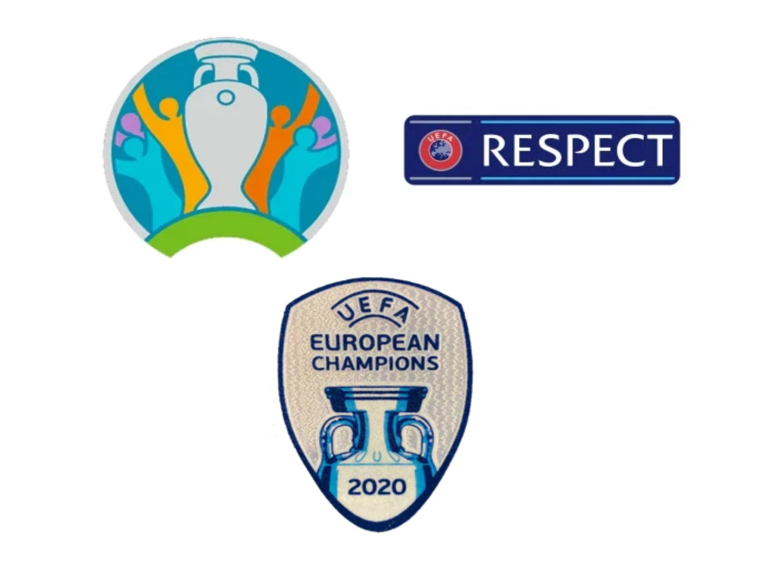 Logo Euro + Respect + Campeon 2020 vista sobre fondo blanco