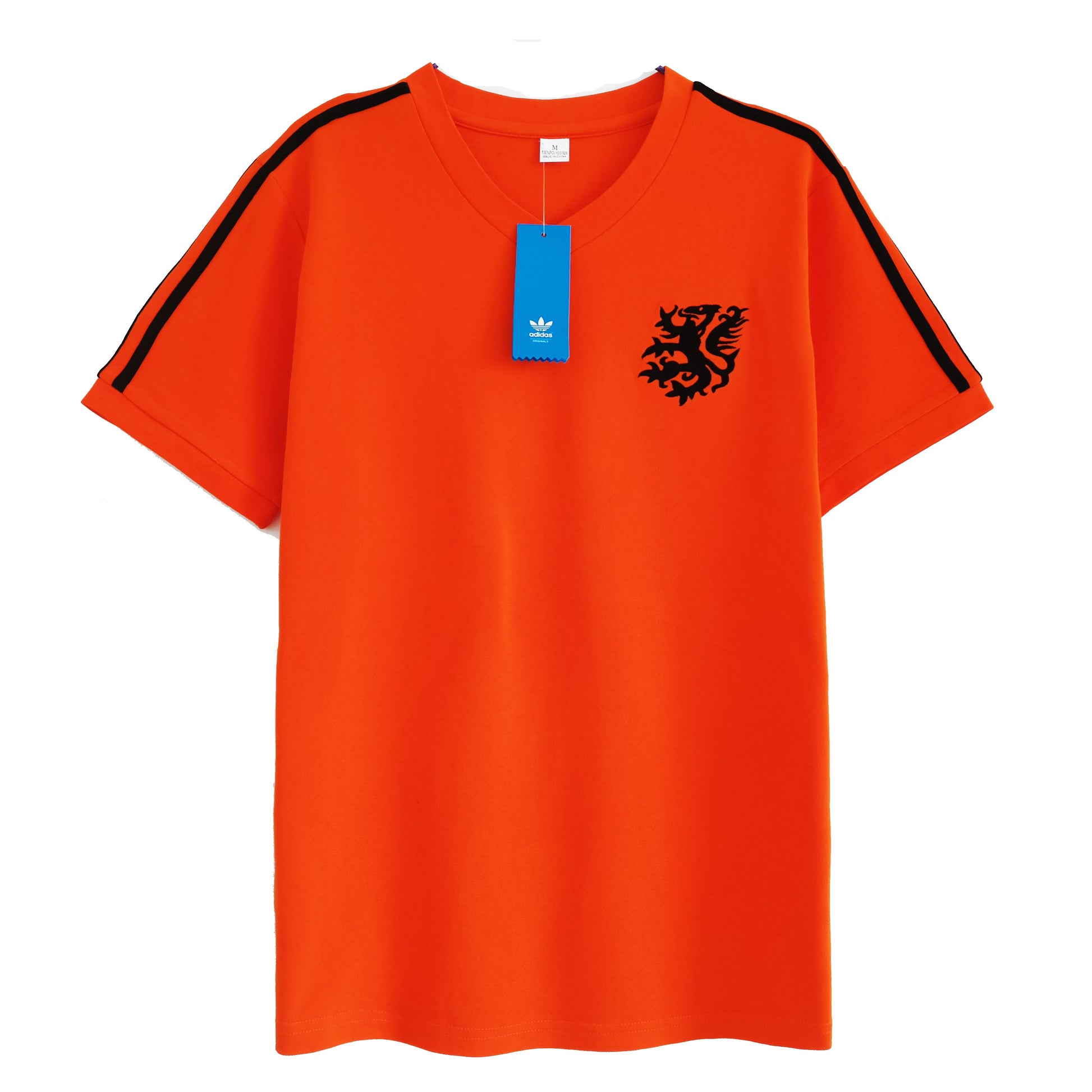 Camiseta Holanda Retro 1974 vista sobre fondo blanco