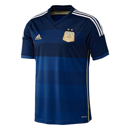 Camiseta Argentina visitante Retro 2014 vista sobre fondo blanco