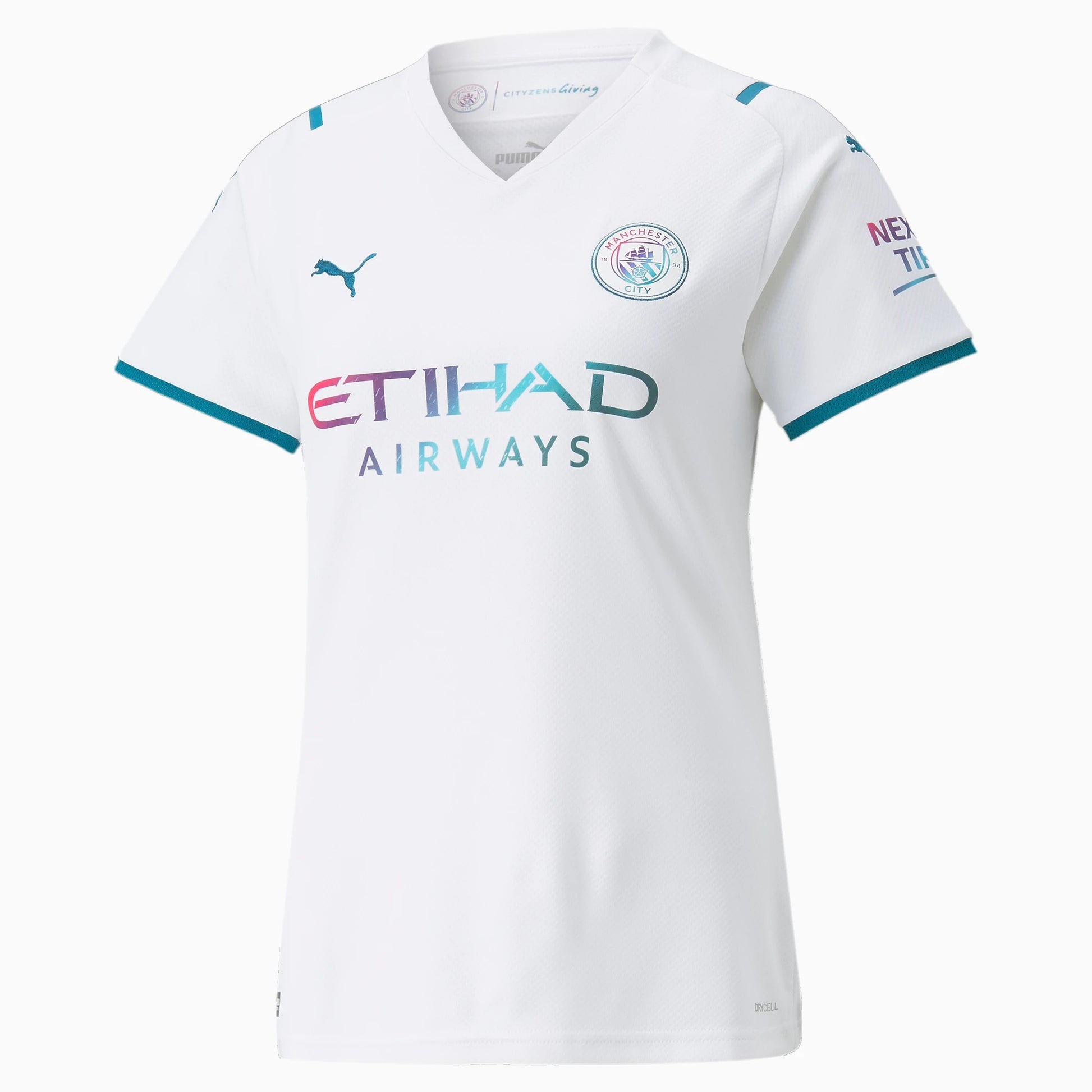 Camiseta Manchester city Visitante mujer 2021/2022 ⚡ vista sobre fondo blanco