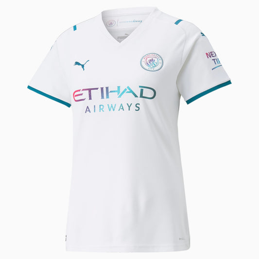 Camiseta Manchester city Visitante mujer 2021/2022 ⚡ vista sobre fondo blanco