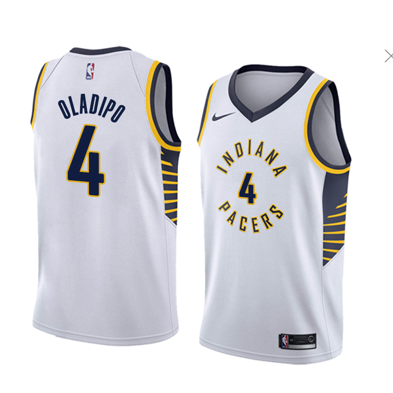 Camiseta Indiana Pacers blanca 2018 vista sobre fondo blanco