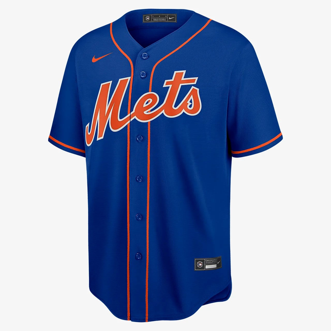 Camiseta new york mets visitante vista sobre fondo blanco