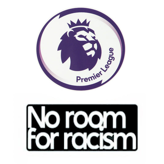 Logo Premier league + No room for racism vista sobre fondo blanco